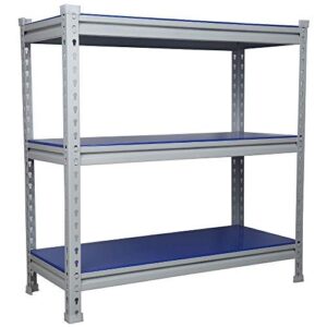 Mil-Nil Prime CRC Sheet Powder Coating Glossy Finish 3 Shelf Multipurpose Boltless Rack (Blue, 36 X 36 X 12 Inch) 22 Gauge