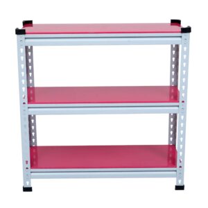 Mil-Nil Boltless Prime CRC Sheet 32x32x12 Inch Multipurpose Storage Business and Industrial Rack with 3 Shelves 22 Gauge (Pink)