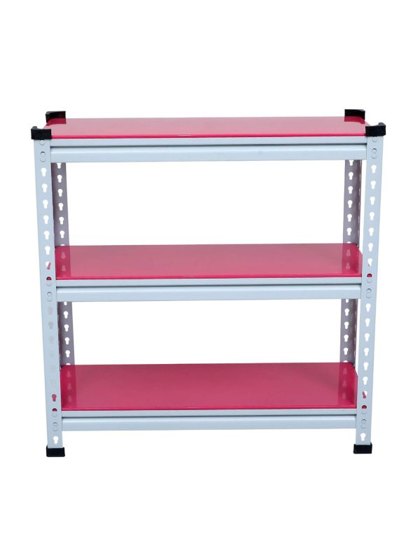 Mil-Nil Boltless Prime CRC Sheet 32x32x12 Inch Multipurpose Storage Rack with 3 Shelves 18 Gauge (Pink)