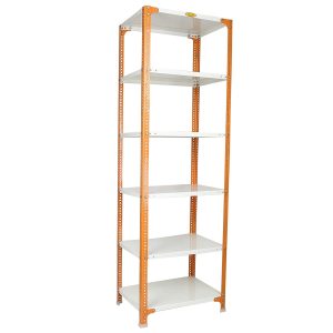 Mil-Nil Prime CRC Sheet 6 Shelf Multipurpose Slotted Angle Rack, 78 x 24 x 18 Inch, 22 Gauge (78 x 24 x 18, Orange - Ivory) 16 Gauge Angles
