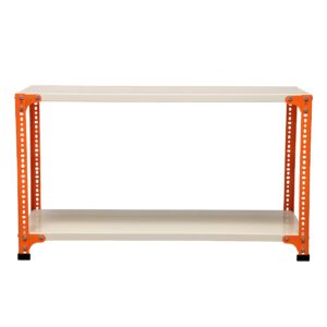 Mil-Nil Prime CRC Sheet 2 Shelf 24 Gauge Multipurpose Slotted Angle Rack | Adjustable Shelf Hight Powder Coated Rack for Home & Kitchen (24x47x12 Inch, 7.8 Kg, Orange/Ivory) 16 Gauge Angles