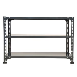 Mil-Nil Prime CRC Sheet 3 Shelf 22 Gauge Multipurpose Slotted Angle Rack | Adjustable Shelf Hight Rack for Home & Kitchen (24x36x12 Inch, 9 Kg, Grey) 16 Gauge Angles