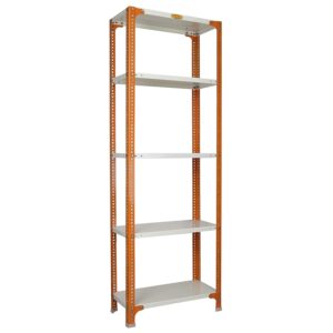 Mil-Nil Prime CRC Sheet 5 Shelf Multipurpose Slotted Angle Rack, 72 x 24 x 12 Inch, 22 Gauge [(Orange-Ivory) Powder Coating] 16 Gauge Angles