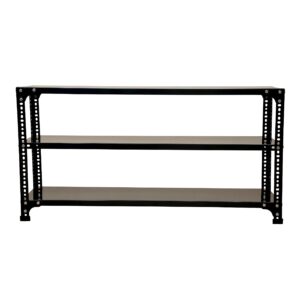 Mil-Nil Prime CRC Sheet 3 Shelf 24 Gauge Multipurpose Slotted Angle Rack | Adjustable Shelf for Home & Kitchen 18 Gauge Angle (24X47X12 inches Grey)