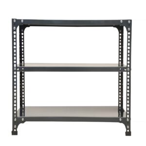 Mil-Nil Prime CRC Sheet 3 Shelf 24 Gauge Multipurpose Slotted Angle Rack | Adjustable Shelf Hight Rack for Home & Kitchen 18 Gauge Angle Rack (24X24X12 inches, 7.1 Kg, Grey)