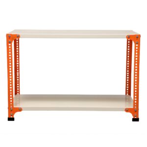Mil-Nil Prime CRC Sheet 2 Shelf 22 Gauge Multipurpose Slotted Angle Rack | Adjustable Shelf Hight Powder Coated Rack for Home & Kitchen (24x36x12 Inch, 7 Kg, Orange/Ivory) 16 Gauge Angles