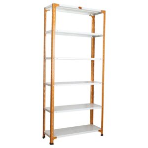 Mil-Nil Prime CRC Sheet 6 Shelf Multiuse Storage Unit, 78 x 36 x 12 Inch, 18 Gauge (Ivory-Orange) 14 Gauge Angles