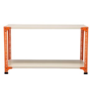 Mil-Nil Prime CRC Sheet 2 Shelf 22 Gauge Multipurpose Slotted Angle Rack | Adjustable Shelf Hight Powder Coated Rack for Home & Kitchen (24x47x12 Inch, 8.2 Kg, Orange/Ivory) 16 Gauge Angles