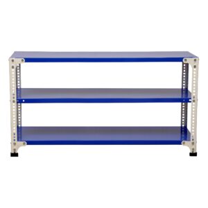 Mil-Nil Prime CRC Sheet 3 Shelf 24 Gauge Multipurpose Slotted Angle Rack | Adjustable Shelf Hight Powder Coated Rack for Home & Kitchen (24x47x12 Inch, 9.6 Kg, Blue/White) 16 Gauge Angles