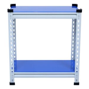 Mil-Nil Boltless Prime CRC Sheet 26x24x12 Inch Multipurpose Storage Rack with 2 Shelves 20 Gauge_Blue