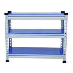 Mil-Nil Boltless Prime CRC Sheet 24x30x12 Inch Multipurpose Storage Business and Industrial Rack with 3 Shelves 22 Gauge (Blue)