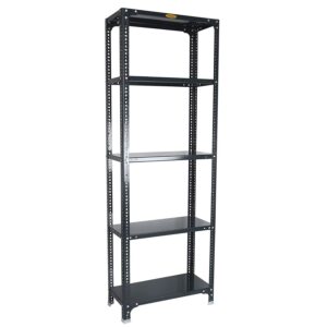 Mil-Nil Prime CRC Sheet 5 Shelf Multipurpose Slotted Angle Rack, 72 x 24 x 12 Inch, 22 Gauge (Grey) 16 Gauge Angles