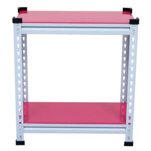 Mil-Nil Boltless Prime CRC Sheet 26x24x12 Inch Multipurpose Storage Rack with 2 Shelves 18 Gauge_Pink