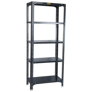 Mil-Nil Prime CRC Sheet 5 Shelf Multipurpose Slotted Angle Rack, 60 x 24 x 12 Inch, 24 Gauge Grey Shelves16 Gauge Angle