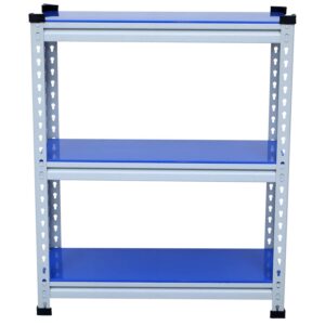 Mil-Nil Boltless Prime CRC Sheet 36x30x12 Inch Multipurpose Storage Business and Industrial Rack with 3 Shelves 22 Gauge (Blue)