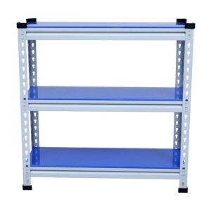 Mil-Nil Boltless Prime CRC Sheet 32x32x12 Inch Multipurpose Storage Business and Industrial Rack with 3 Shelves 22 Gauge (Blue)