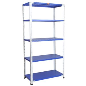 Mil-Nil Prime CRC Sheet 5 Shelf Multiuse Space Saving Rack, 72 x 36 x 18 Inch, 20 Gauge (Blue-White) Powder Coated 14 Gauge Angles