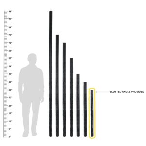 Mil-Nil HR 12 Piece 36 inch Slotted Angle DA Grey 14 Gauge, Glossy (Powder Coating)