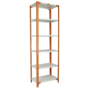 Mil-Nil Prime CRC Sheet 78X30X15 Inch Multipurpose Storage, Adjustable Shelf, Slotted Angle Rack with 6 Shelves 22 Gauge_Orange/Ivory 16 Gauge Angles