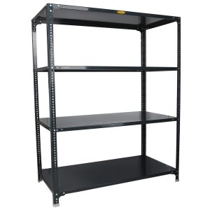 Mil-Nil Prime CRC Sheet 4 Shelf Multipurpose Slotted Angle Rack, 60 x 47 x 24 Inch, 18 Gauge (Grey) 14 Gauge Angles