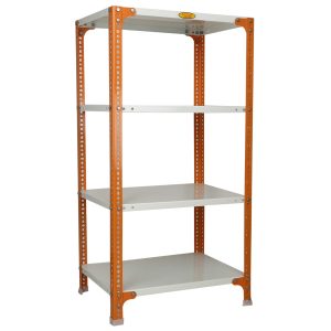 Mil-Nil Prime CRC Sheet 48x30x18 Inch Multipurpose Storage, Adjustable Shelf, Slotted Angle Rack with 4 Shelves 22 Gauge_Orange/Ivory 16 Gauge Angles