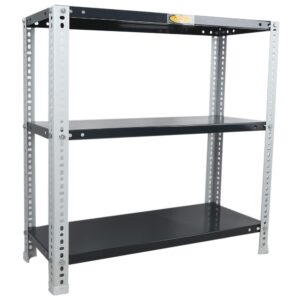 Mil-Nil Prime CRC Sheet 3 Shelf Multipurpose Slotted Angle Rack, 30 x 30 x 12 Inch, 24 Gauge [Grey/Havels(Powder Coating)] 16 Gauge Angles