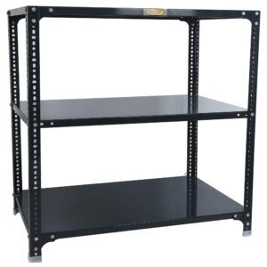 Mil-Nil Prime CRC Sheet 3 Shelf Multipurpose Slotted Angle Rack, 36 x 36 x 24 Inch, 22 Gauge (Grey) 16 Gauge Angles