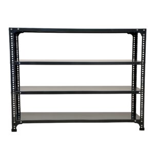 Mil-Nil Prime CRC Sheet 4 Shelf 24 Gauge Multipurpose Slotted Angle Rack | Adjustable Shelf Hight Rack for Home & Kitchen (36x47x12 Inch, 13.6 Kg, Grey) 16 Gauge Angles