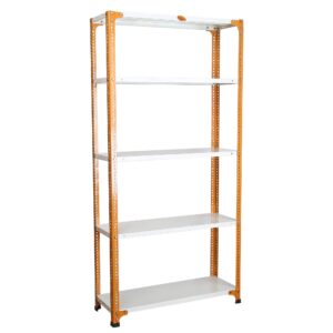 Mil-Nil Glossy Finish Prime CRC Sheet 5 Shelf Multipurpose Storage Unit, 72 x 36 x 12 Inch, 20 Gauge (Ivory-Orange)
