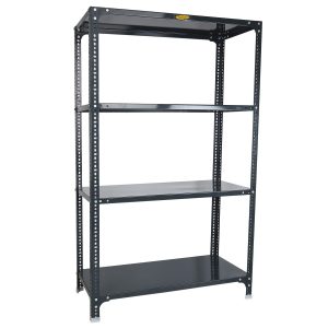 Mil-Nil Prime CRC Sheet 4 Shelf Multipurpose Slotted Angle Rack, 60 x 36 x 18 Inch, 18 Gauge (Grey) 14 Gauge Angles