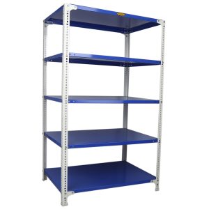 Mil-Nil Prime CRC Sheet 5 Shelf Multipurpose Slotted Angle Rack, 60 x 36 x 24 Inch, 18 Gauge [(Blue-White) Powder Coating] 14 Gauge Angles