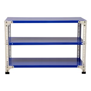 Mil-Nil Prime CRC Sheet 3 Shelf 22 Gauge Multipurpose Slotted Angle Rack | Adjustable Shelf Hight Powder Coated Rack for Home & Kitchen (24x36x12 Inch, 9 Kg, Blue/White) 16 Gauge Angles