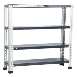 Mil-Nil (Shoe/Kitchen Slotted Angle Rack, 30 x 30 x 9 Inch, Multipurpose Storage Rack with 4 Shelves 24 Gauge (Grey/Havels) Powder Coating 16 Gauge Angles | CRC Sheet