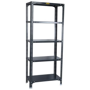 Mil-Nil Prime CRC Sheet 5 Shelf 24 Gauge Multipurpose Slotted Angle Rack | Adjustable Shelf Hight for Home & Kitchen 18 Gauge Angle (48X24X12 inches, 10.6 Kg, Grey)