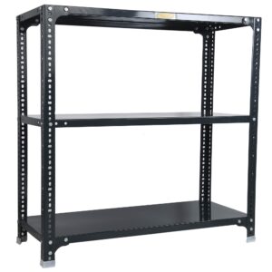 Mil-Nil Prime CRC Sheet 3 Shelf Multipurpose Slotted Angle Rack, 36 x 36 x 15 Inch, 24 Gauge (Grey) 16 Gauge Angles
