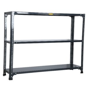 Mil-Nil Prime CRC Sheet 3 Shelf Multipurpose Slotted Angle Rack, 36 x 47 x 12 Inch, 22 Gauge (Grey) 16 Gauge Angles