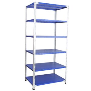 Mil-Nil Prime CRC Sheet 6 Shelf Multiuse Space Saving Rack, 78 x 36 x 24 Inch, 18 Gauge (Blue-White) Powder Coated 14 Gauge Angles