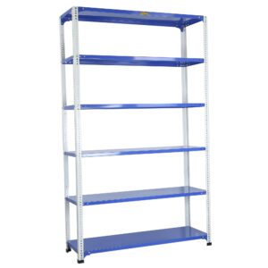 Mil-Nil Prime CRC Sheet 78 x 47 x 15 Inch Multipurpose Slotted Angle Rack with 6 Shelves 22 Gauge (Blue) 16 Gauge Angles
