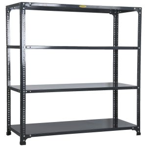 Mil-Nil Prime CRC Sheet 4 Shelf Multipurpose Slotted Angle Rack, 48 x 47 x 18 Inch, 22 Gauge (Grey) 16 Gauge Angles