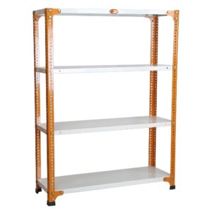 Mil-Nil Prime CRC Sheet 4 Shelf Multipurpose Space Saving Storage Rack, 48 x 36 x 12 Inch, 18 Gauge (Ivory-Orange) Powder Coated 14 Gauge Angles