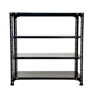 Mil-Nil Prime CRC Sheet 4 Shelf 24 Gauge Multipurpose Slotted Angle Rack | Adjustable Shelf Hight for Home & Kitchen 18 Gauge Angle (36X36X12 inches, 10.25 Kg, Grey)