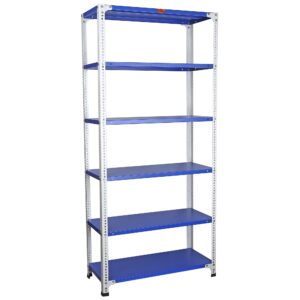 Mil-Nil Prime CRC Sheet 6 Shelf Multiuse Space Saving Rack, 78 x 36 x 15 Inch, 18 Gauge (Blue-White) Powder Coated 14 Gauge Angles