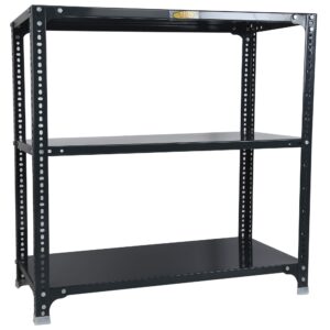Mil-Nil Prime CRC Sheet 3 Shelf Multipurpose Slotted Angle Rack, 36 x 36 x 18 Inch, 18 Gauge (Grey) 14 Gauge Angles