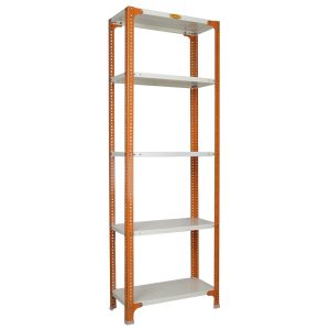 Mil-Nil Prime CRC Sheet 72X30X12 Inch Multipurpose Storage, Adjustable Shelf, Slotted Angle Rack with 5 Shelves 22 Gauge_Orange/Ivory 16 Gauge Angles