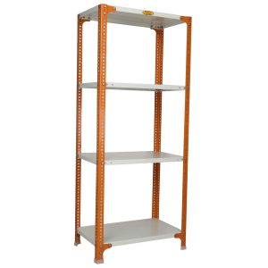 Mil-Nil Prime CRC Sheet 60X30X15 Inch Multipurpose Storage, Adjustable Shelf, Slotted Angle Rack with 4 Shelves 24 Gauge_Orange/Ivory 16 Gauge Angles
