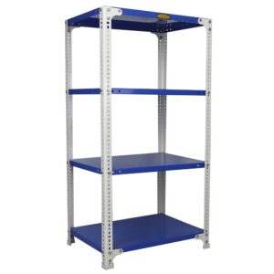 Mil-Nil Prime CRC Sheet 4 Shelf Multipurpose Slotted Angle Rack, 48 x 24 x 18 Inch (48 x 24 x 18, Blue-White) 16 Gauge Angles