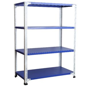 Mil-Nil Prime CRC Sheet 4 Shelf Multipurpose Storage Unit, 48 x 36 x 18 Inch, 18 Gauge (Blue-White) Powder Coated 14 Gauge Angles