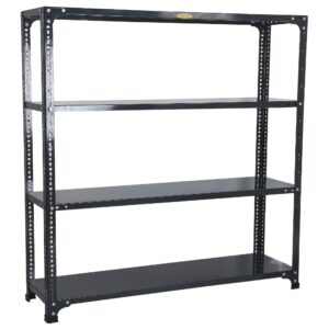 Mil-Nil Prime CR Sheet 4 Shelf Multipurpose Slotted Angle Rack, 48 x 47 x 12 Inch, 18 Gauge (Grey) 14 Gauge Angles