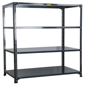 Mil-Nil Prime CRC Sheet 4 Shelf Multipurpose Slotted Angle Rack, 48 x 47 x 24 Inch, 18 Gauge (Grey)