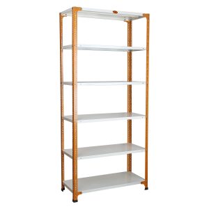 Mil-Nil Prime CRC Sheet 6 Shelf Multiuse Storage Unit, 78 x 36 x 15 Inch, 20 Gauge (Ivory-Orange) Powder Coated 14 Gauge Angles